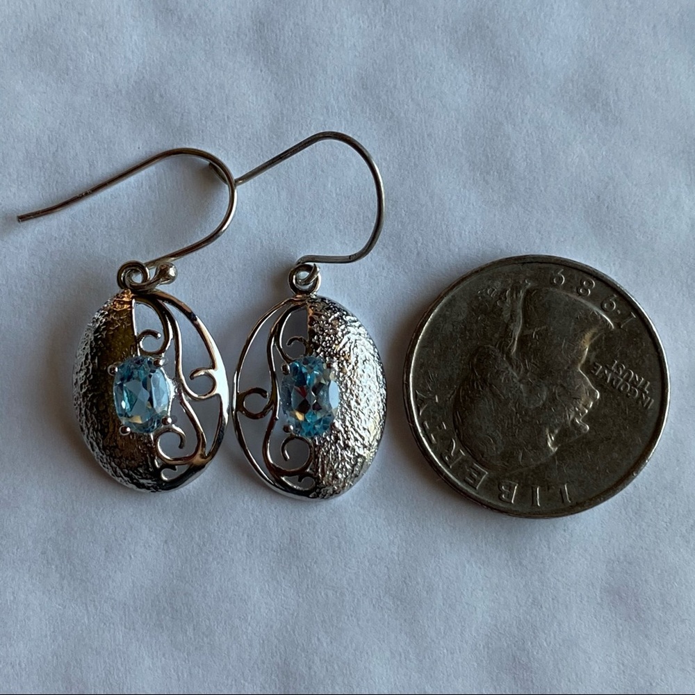 Genuine Aquamarine Earrings .925 Sterling Silver